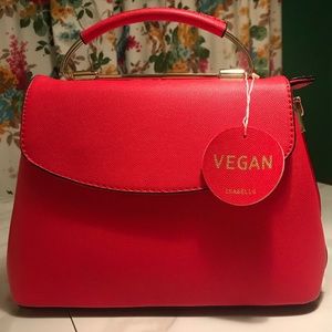 Vegan Red Faux Leather Purse